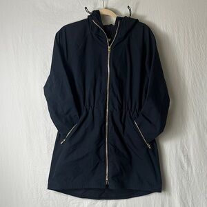 Athleta Black Utility Jacket with Gold Zippers